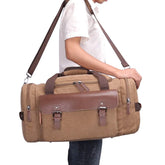 TELOSPORTS Canvas Duffel Bag, Vintage Canvas Weekender Bag Travel Bag Sports Duffel with Shoulder Strap (Black)